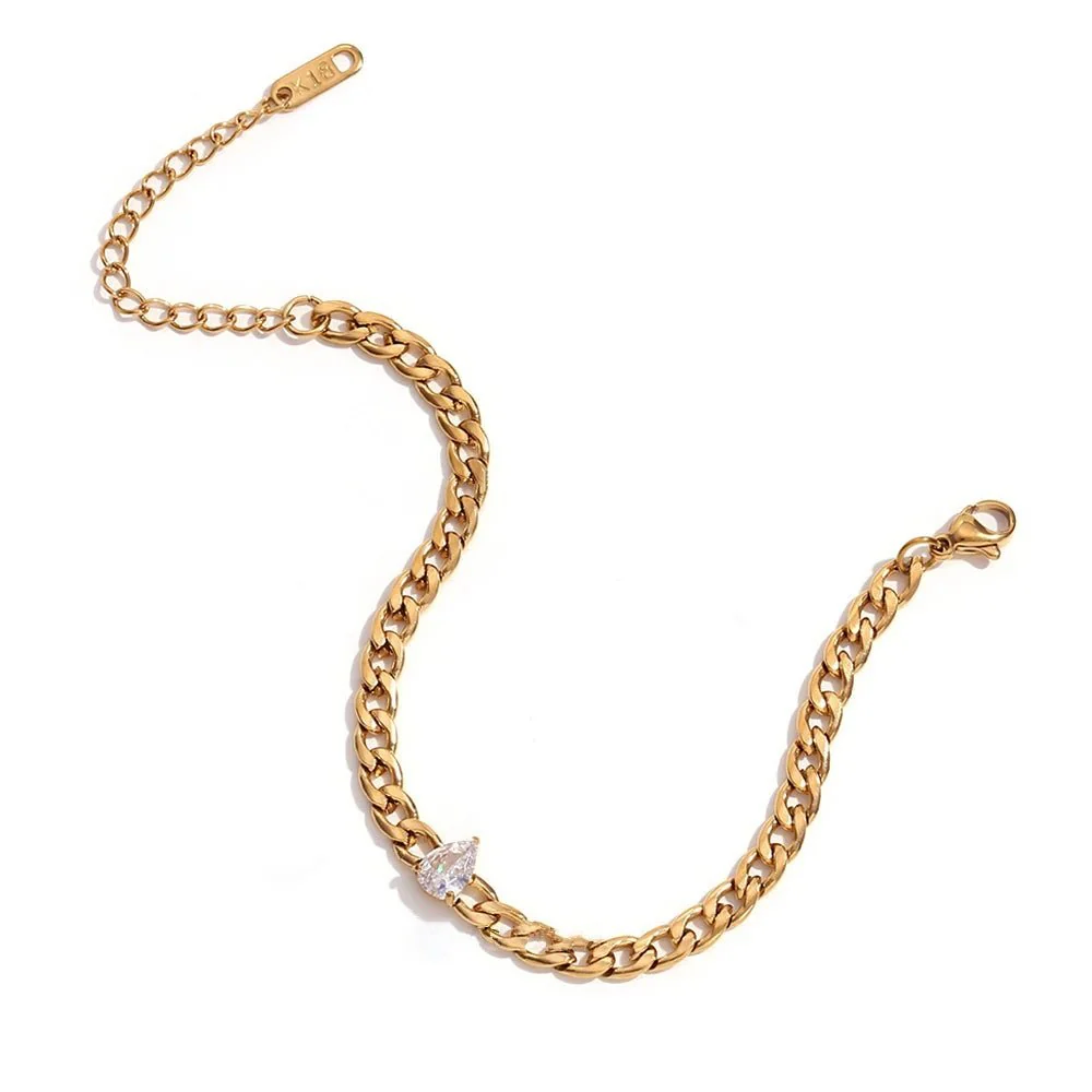 Dainty Diamond Set Gold Cuban Bracelets - Image 9