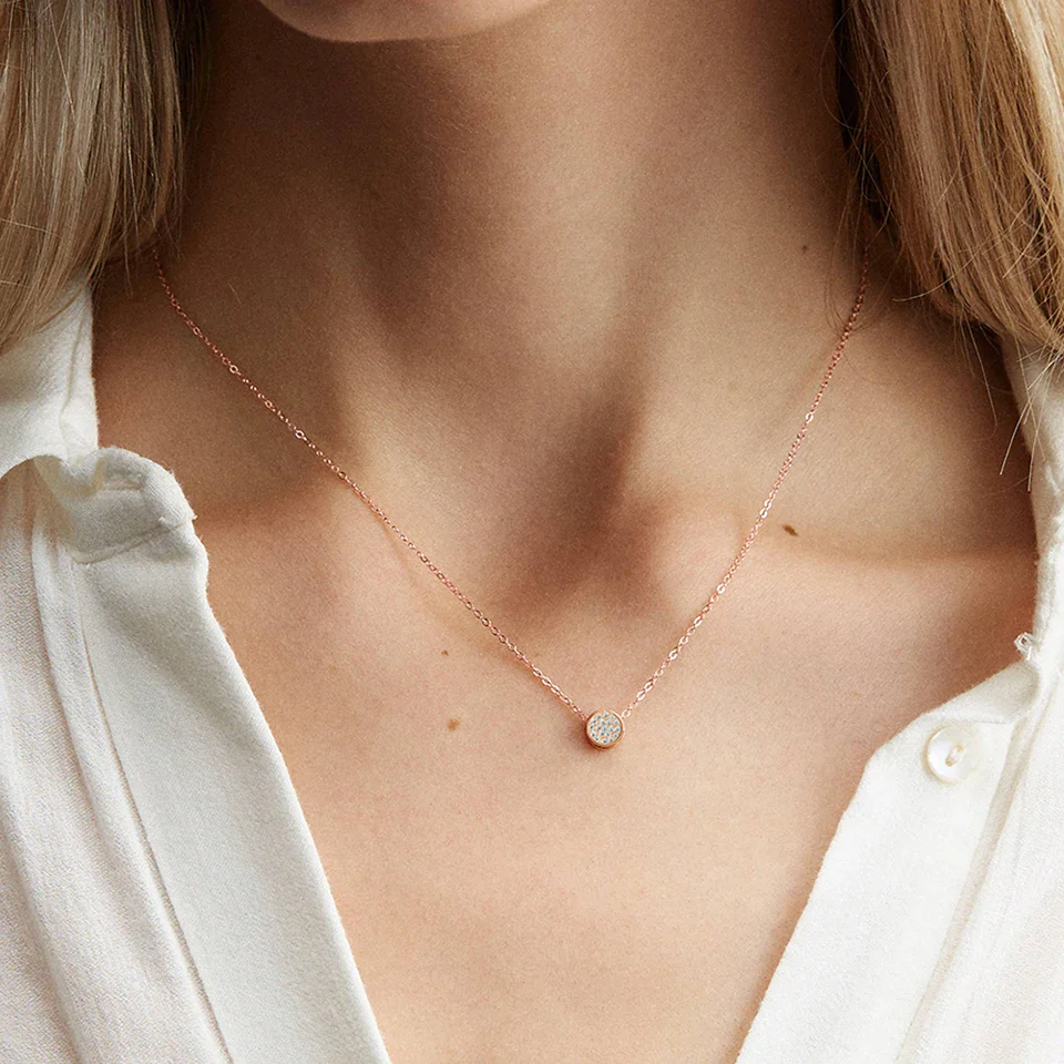 Dainty Diamond Speckled Birthstone Circle Necklace - Image 2