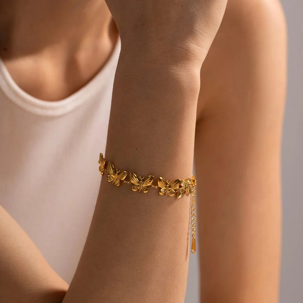 Dainty Feminine Butterfly Wrapped Bracelet - Image 3