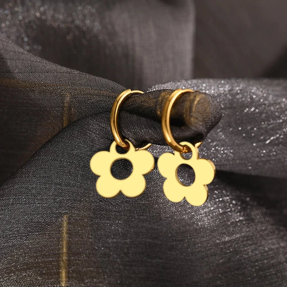 Dainty Floral Hoop Earrings - Image 4