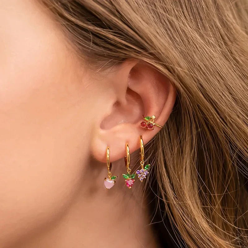 Dainty Fruit Hoop & Stud Earrings - Image 3