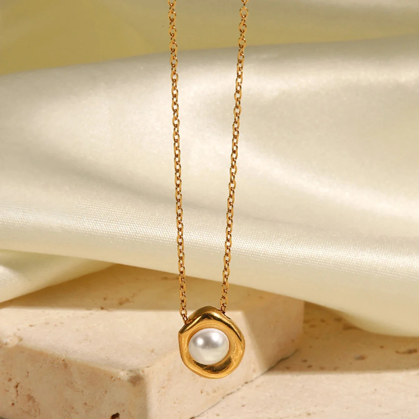 Dainty Gold Dripping Pearl Necklace - Image 3