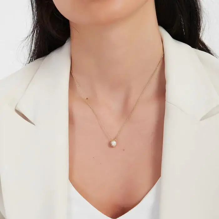 Dainty Gold Dripping Pearl Necklace - Image 7
