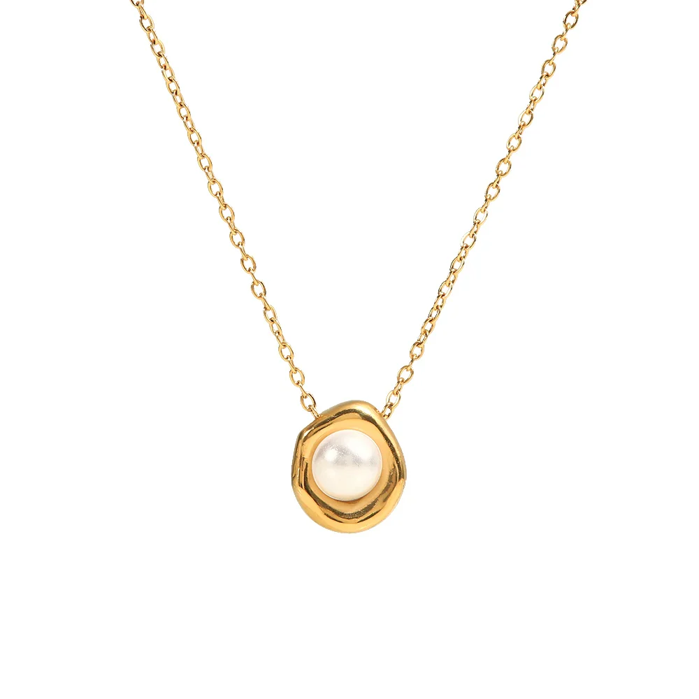 Dainty Gold Dripping Pearl Necklace - Image 9