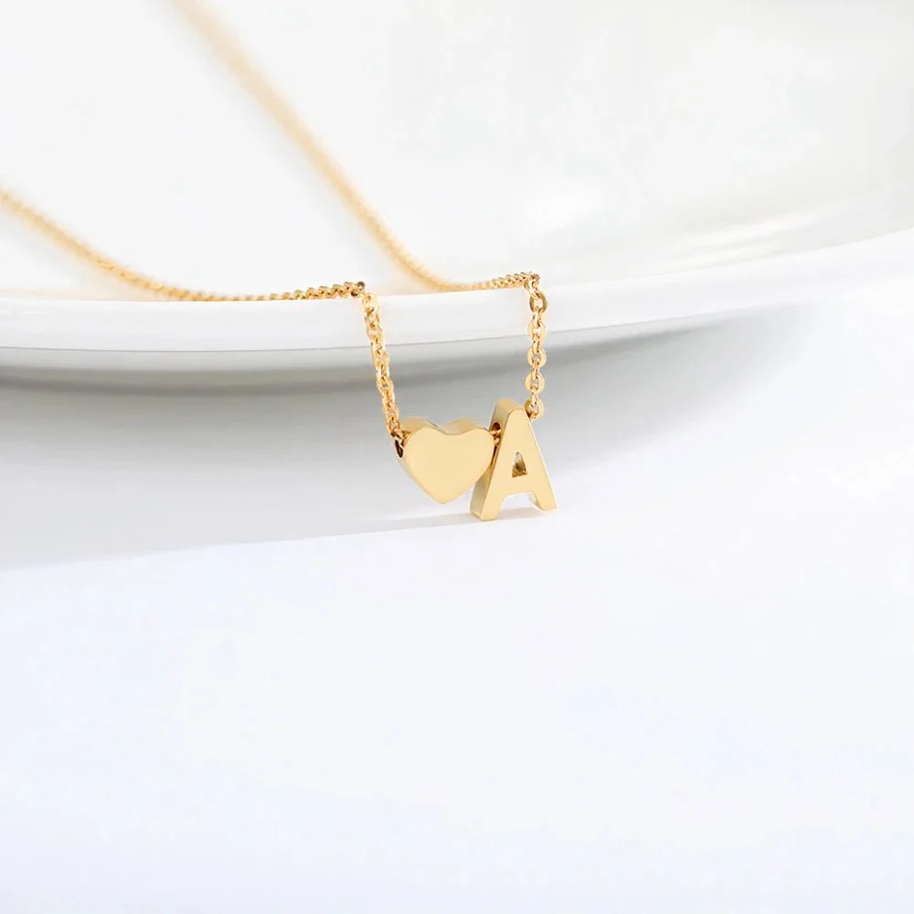 Dainty Heart Accented Letter Initial Necklace - Image 10