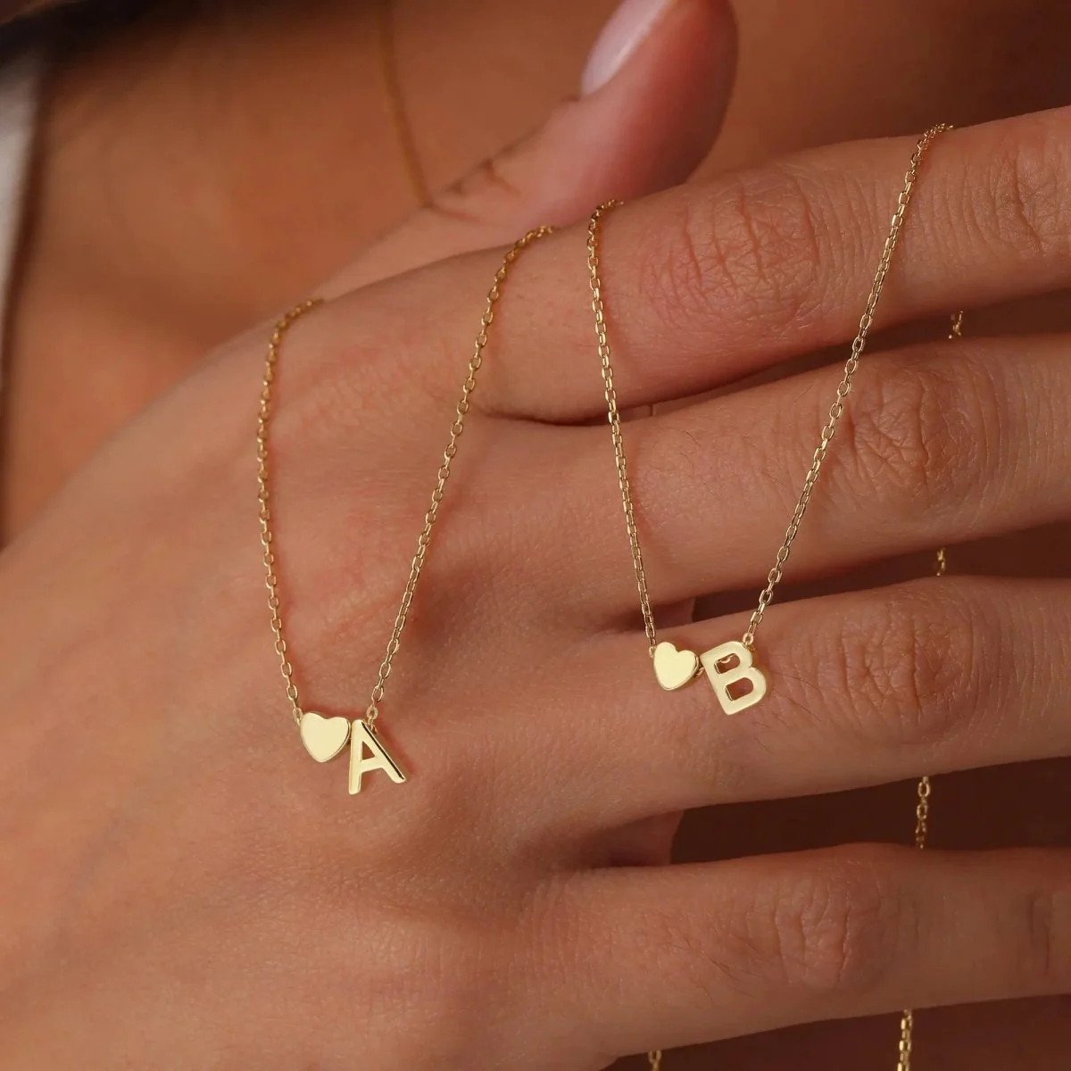 Dainty Heart Accented Letter Initial Necklace - Image 7