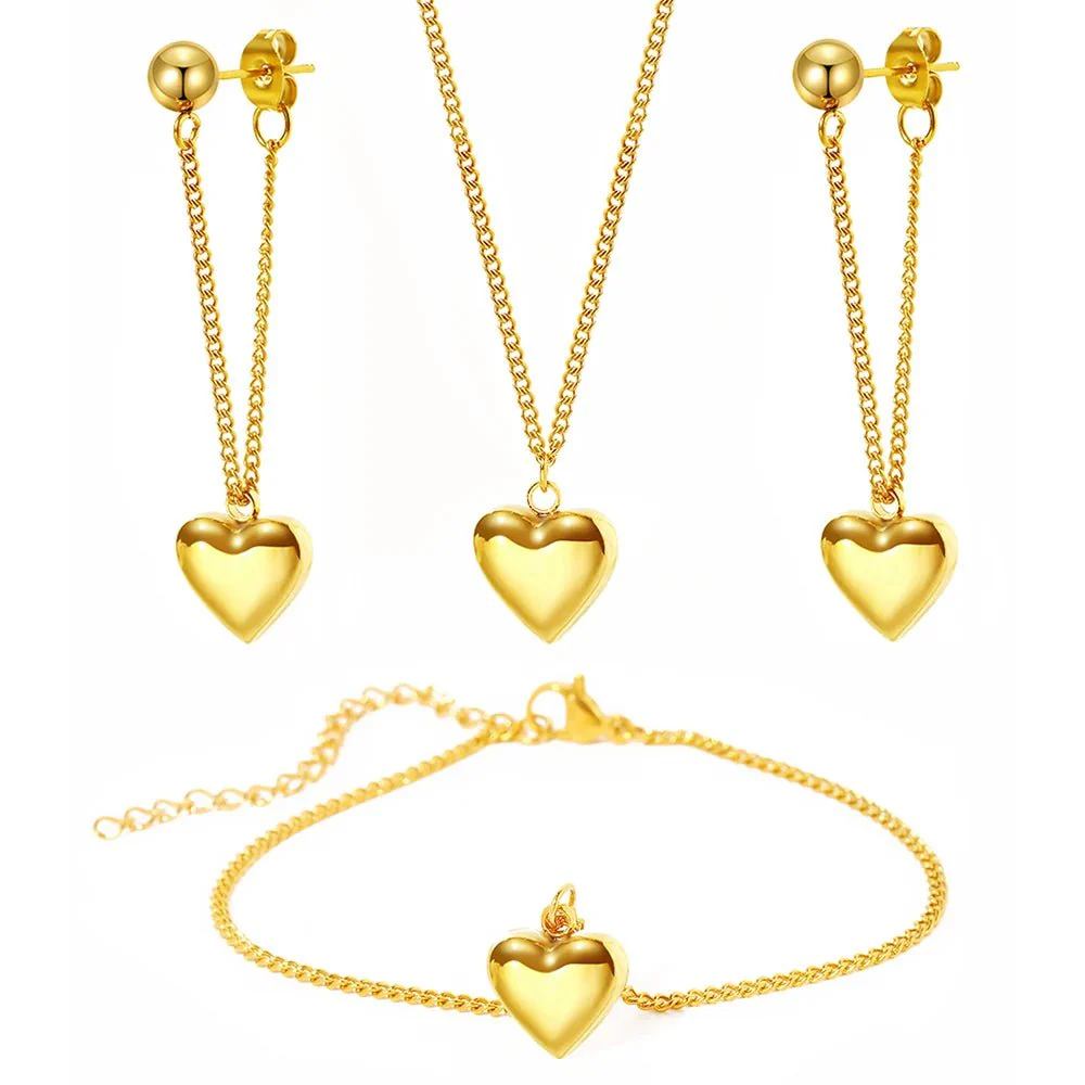 Dainty Heart Chain Necklace, Bracelet, and Earring Set - Image 14