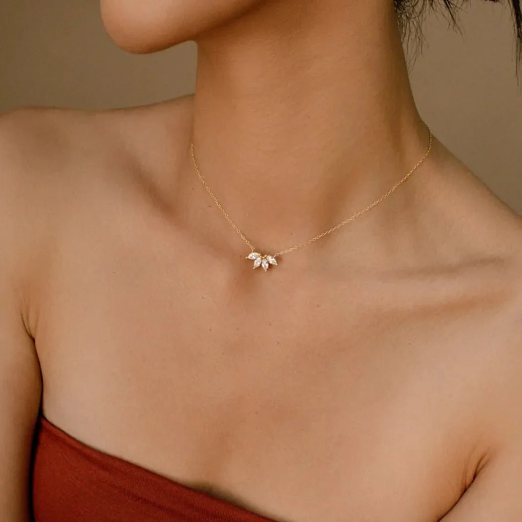 Dainty Lotus Floral Necklace - Image 4