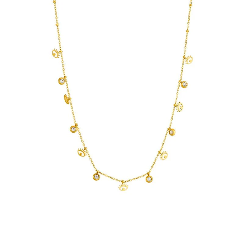 Dainty Minimal Evil Eye Diamond Necklace - Image 4