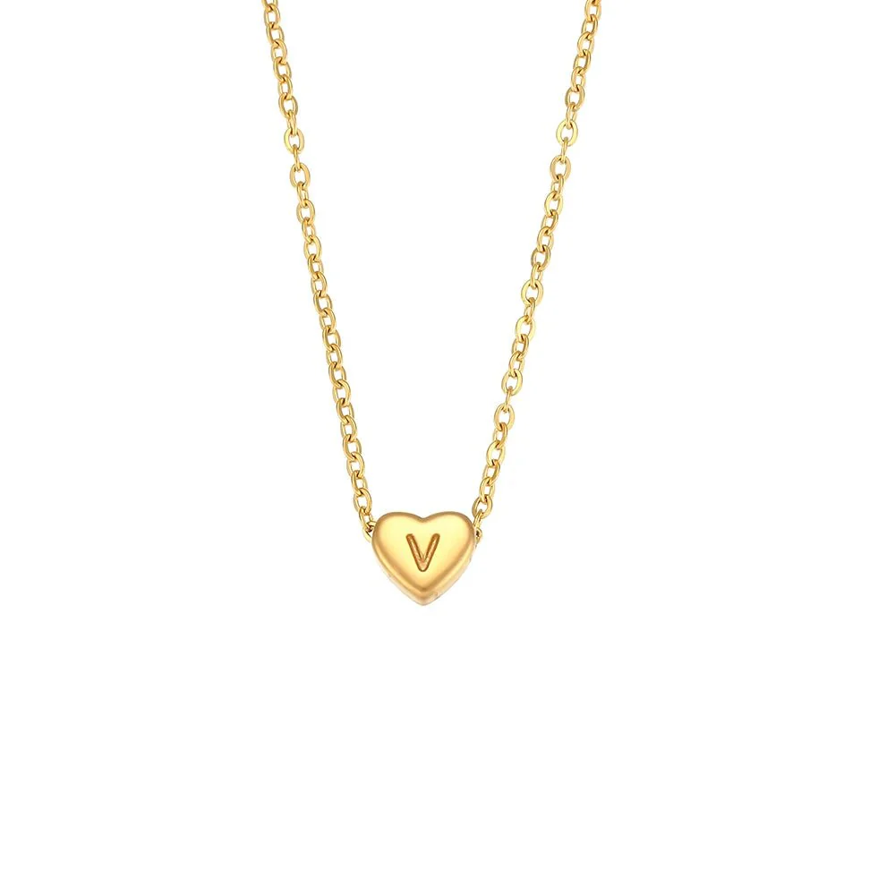 Dainty Minimal Heart Initial Letter Necklace - Image 31