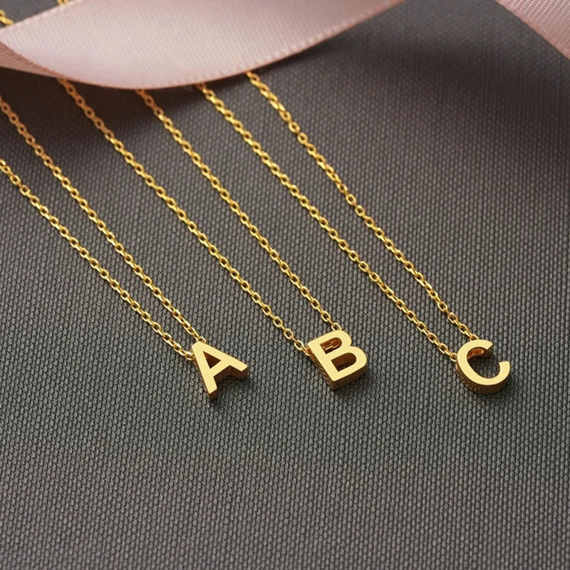 Dainty Minimal Letter Initial Necklace - Image 5
