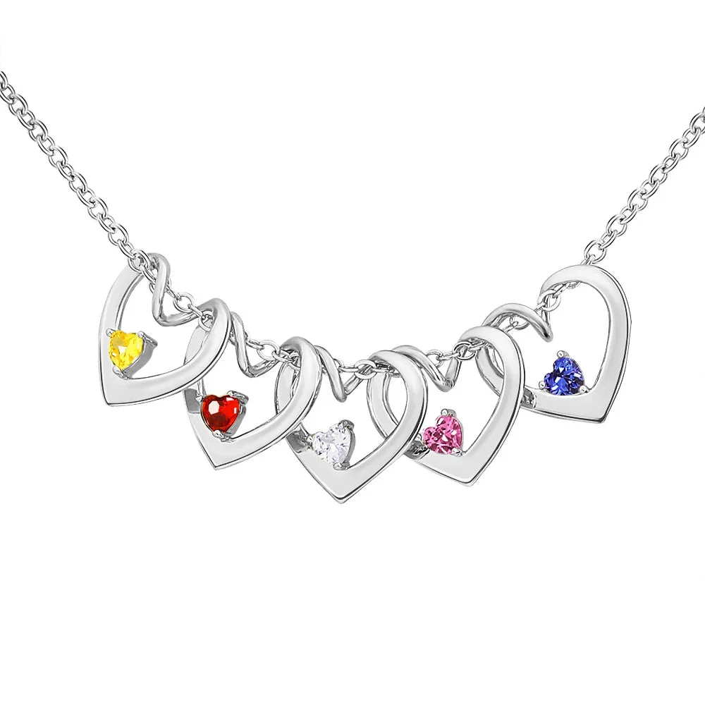 Dainty Name & Birthstone Heart Charm Bangle Bracelet & Necklace - Image 6