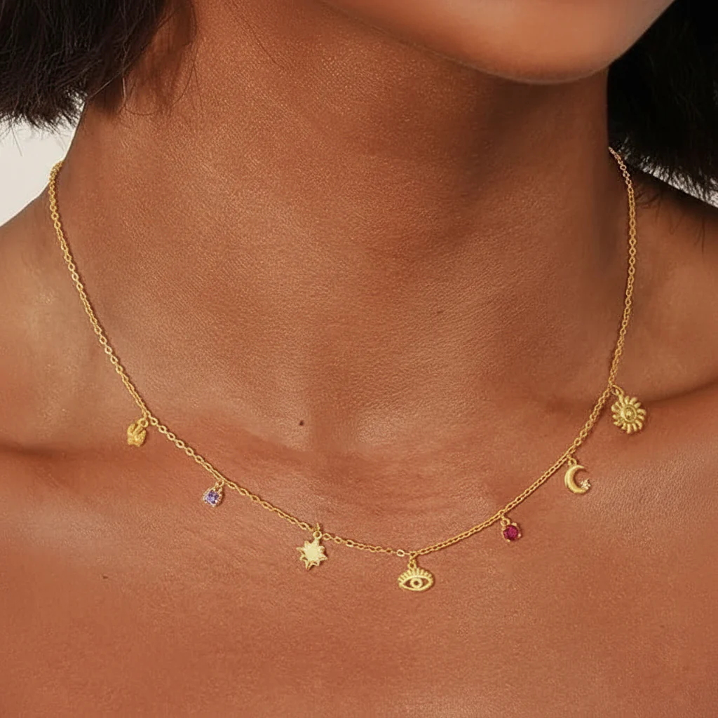 Dainty Paperclip Chain Charm Necklace - Image 3