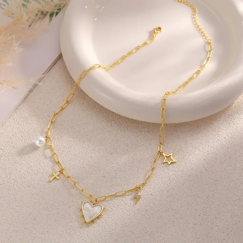 Dainty Paperclip Chain Charm Necklace - Image 8