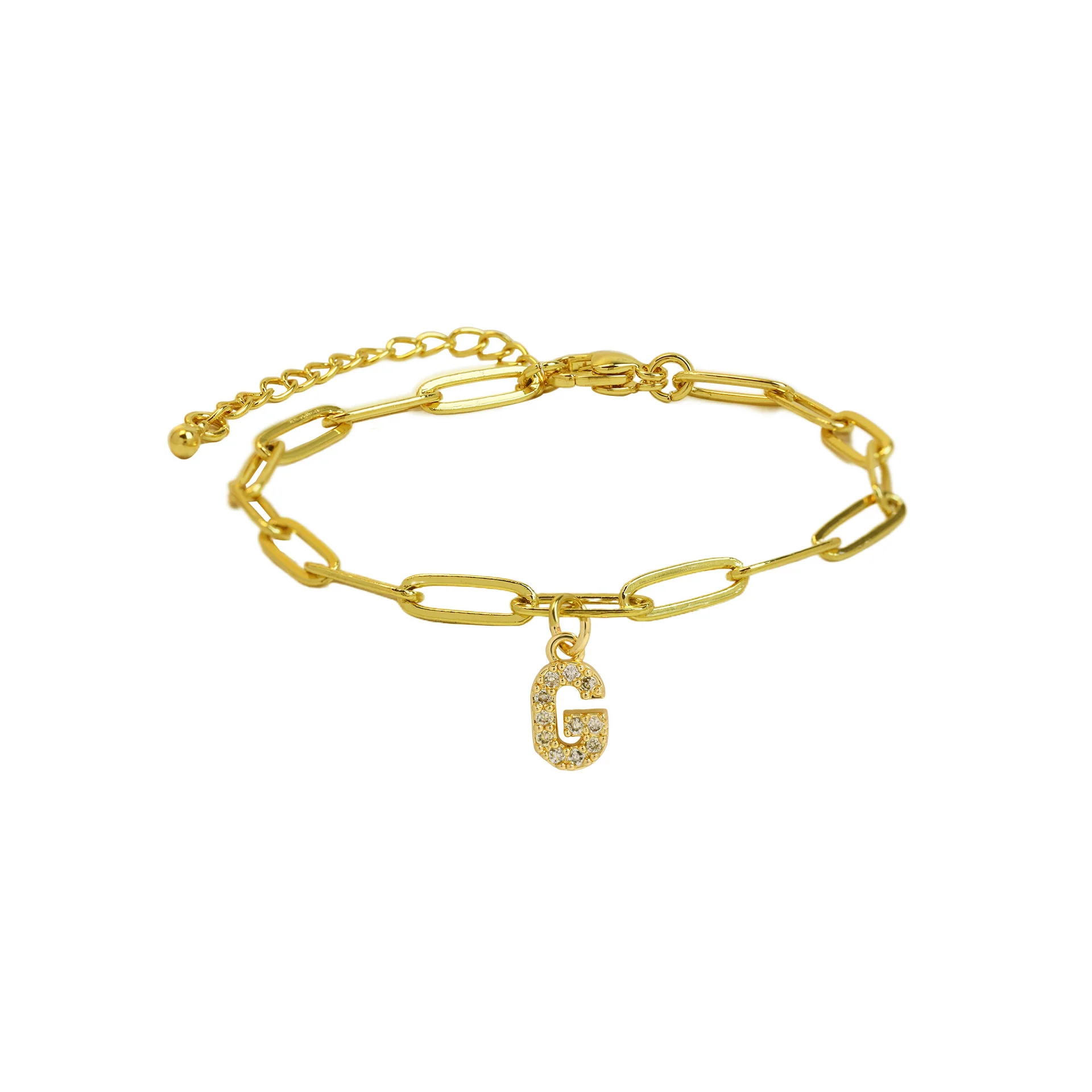 Dainty Paperclip Letter Initial Bracelet - Image 13
