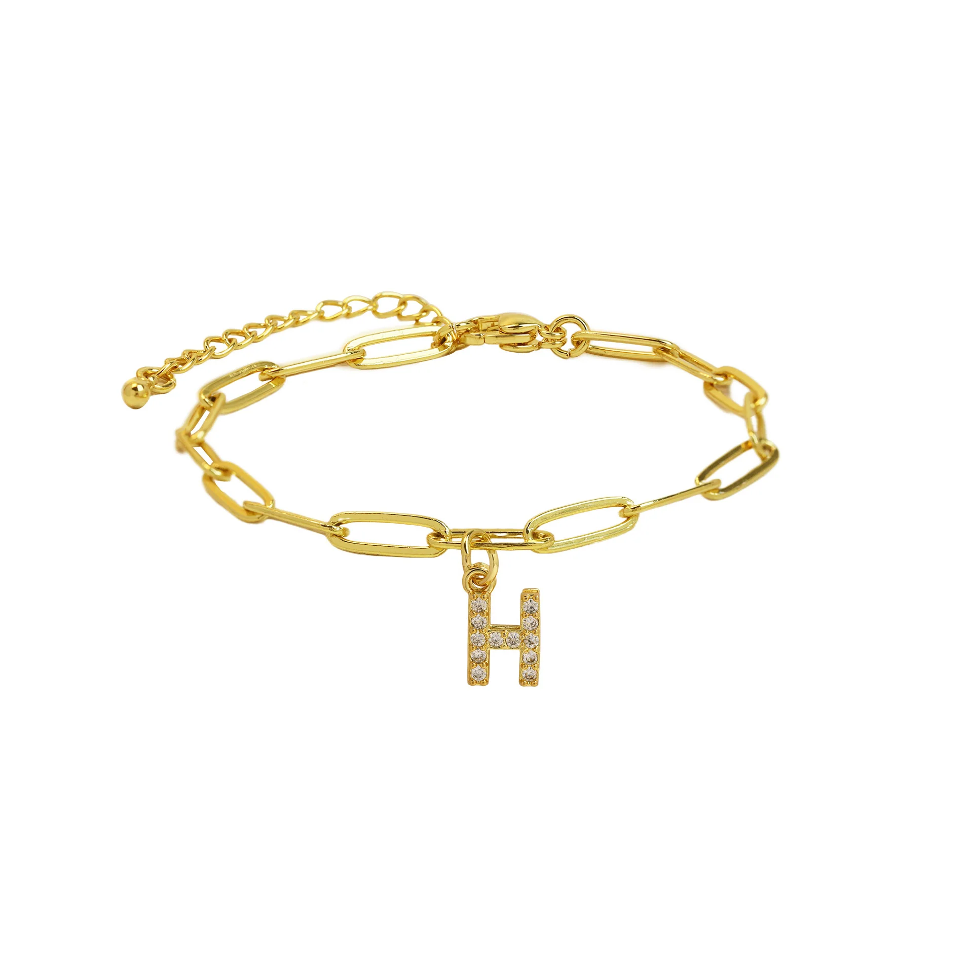 Dainty Paperclip Letter Initial Bracelet - Image 14