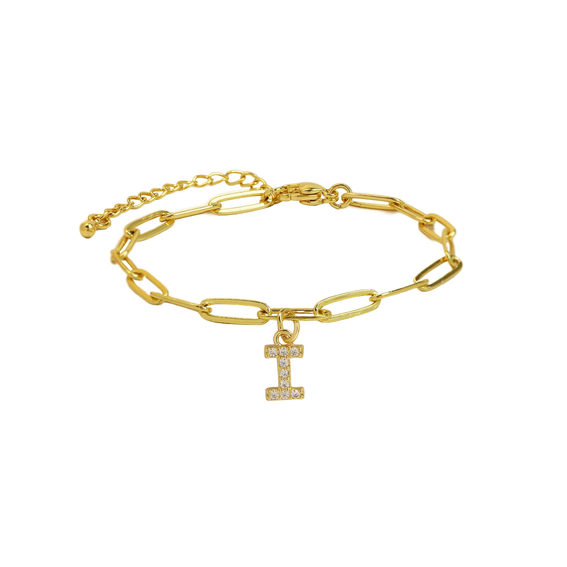 Dainty Paperclip Letter Initial Bracelet - Image 15