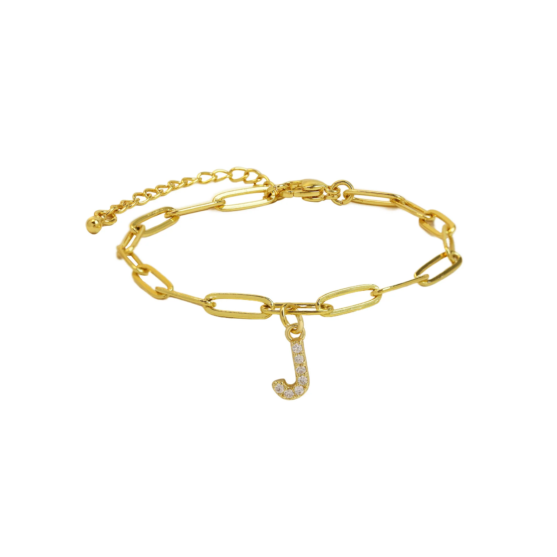 Dainty Paperclip Letter Initial Bracelet - Image 16