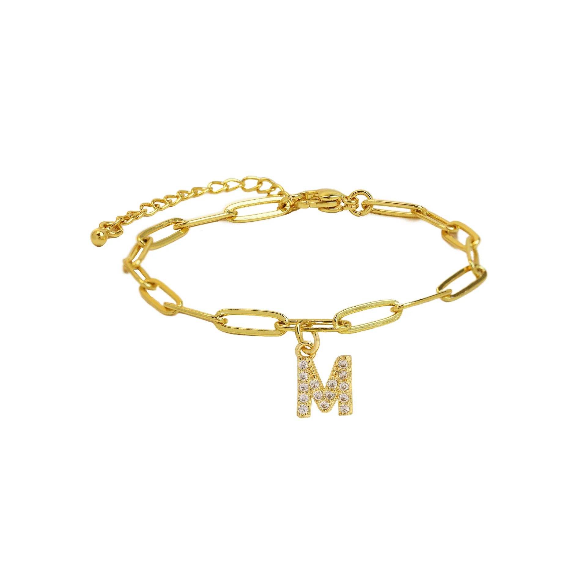 Dainty Paperclip Letter Initial Bracelet - Image 19