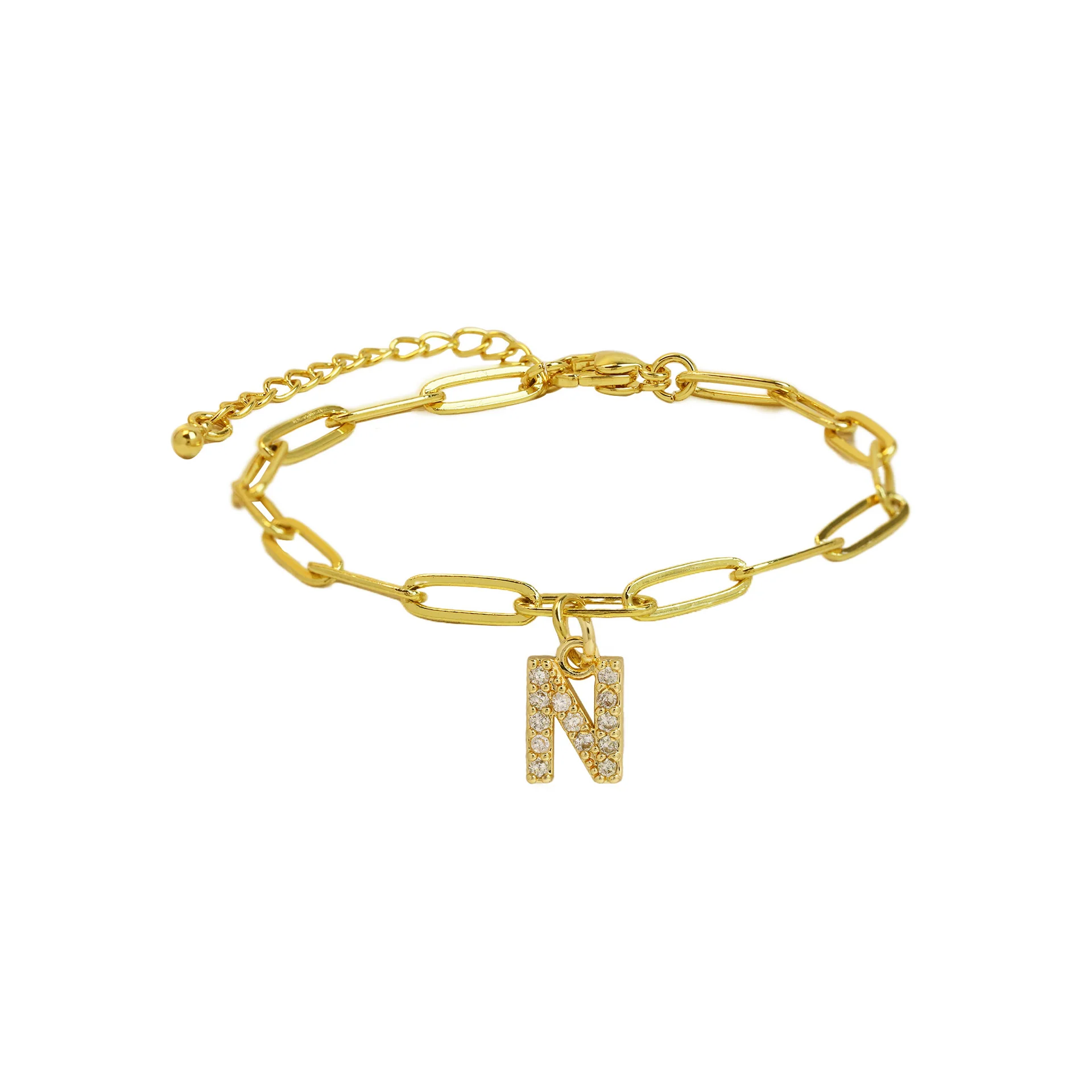 Dainty Paperclip Letter Initial Bracelet - Image 20