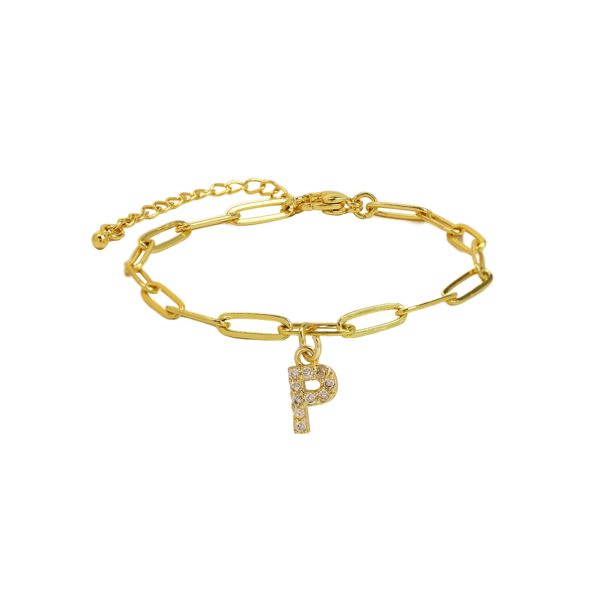 Dainty Paperclip Letter Initial Bracelet - Image 22