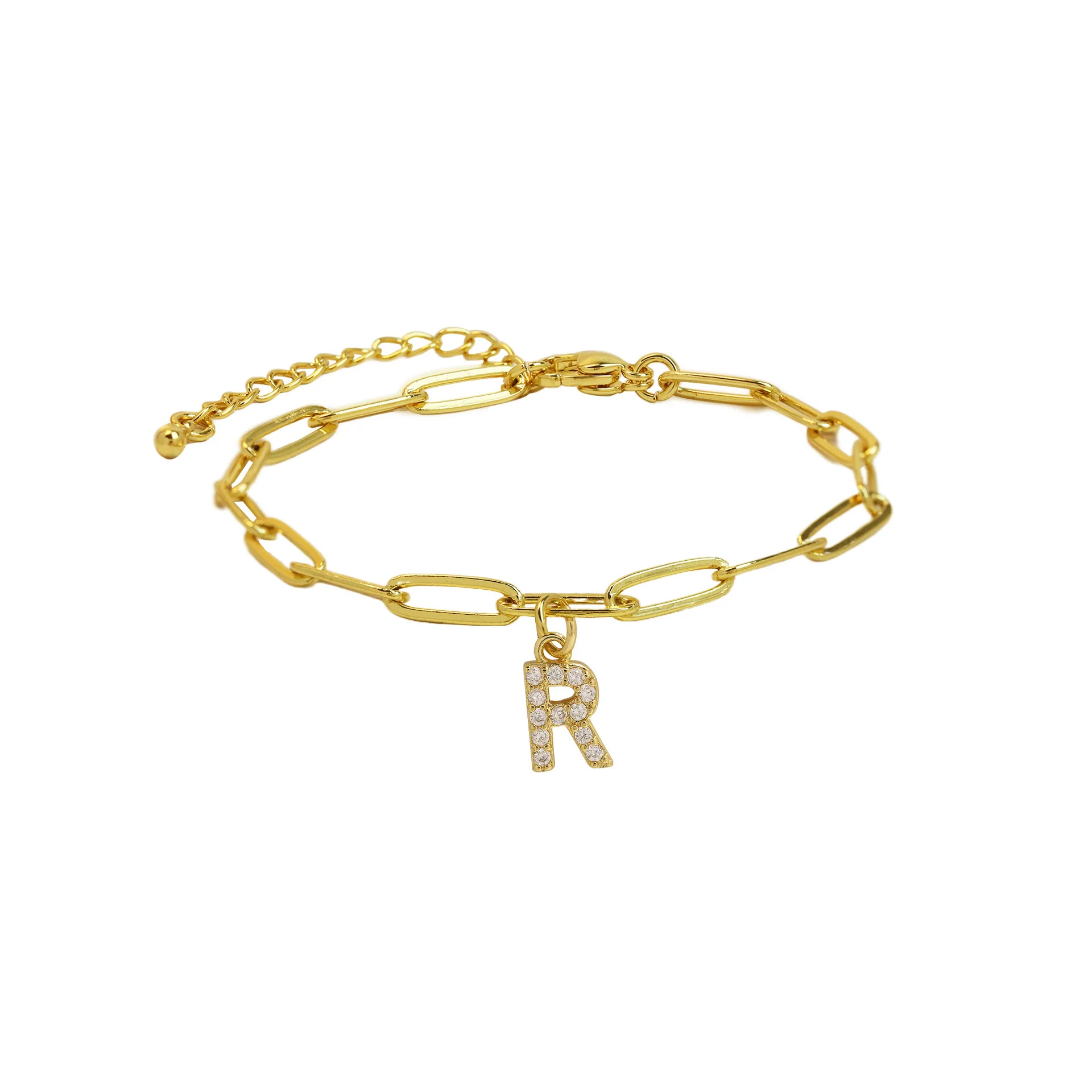 Dainty Paperclip Letter Initial Bracelet - Image 24