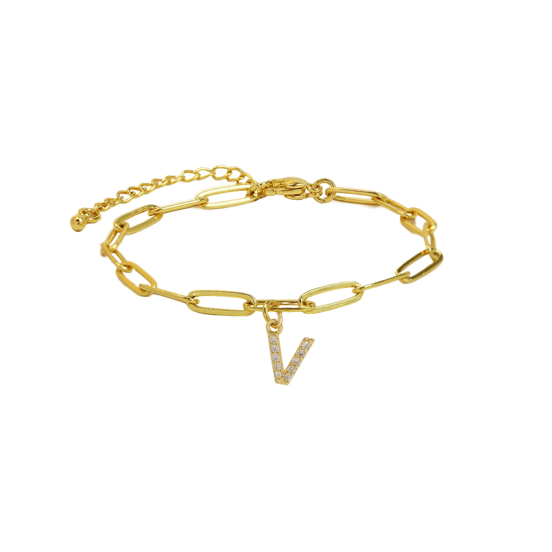 Dainty Paperclip Letter Initial Bracelet - Image 28