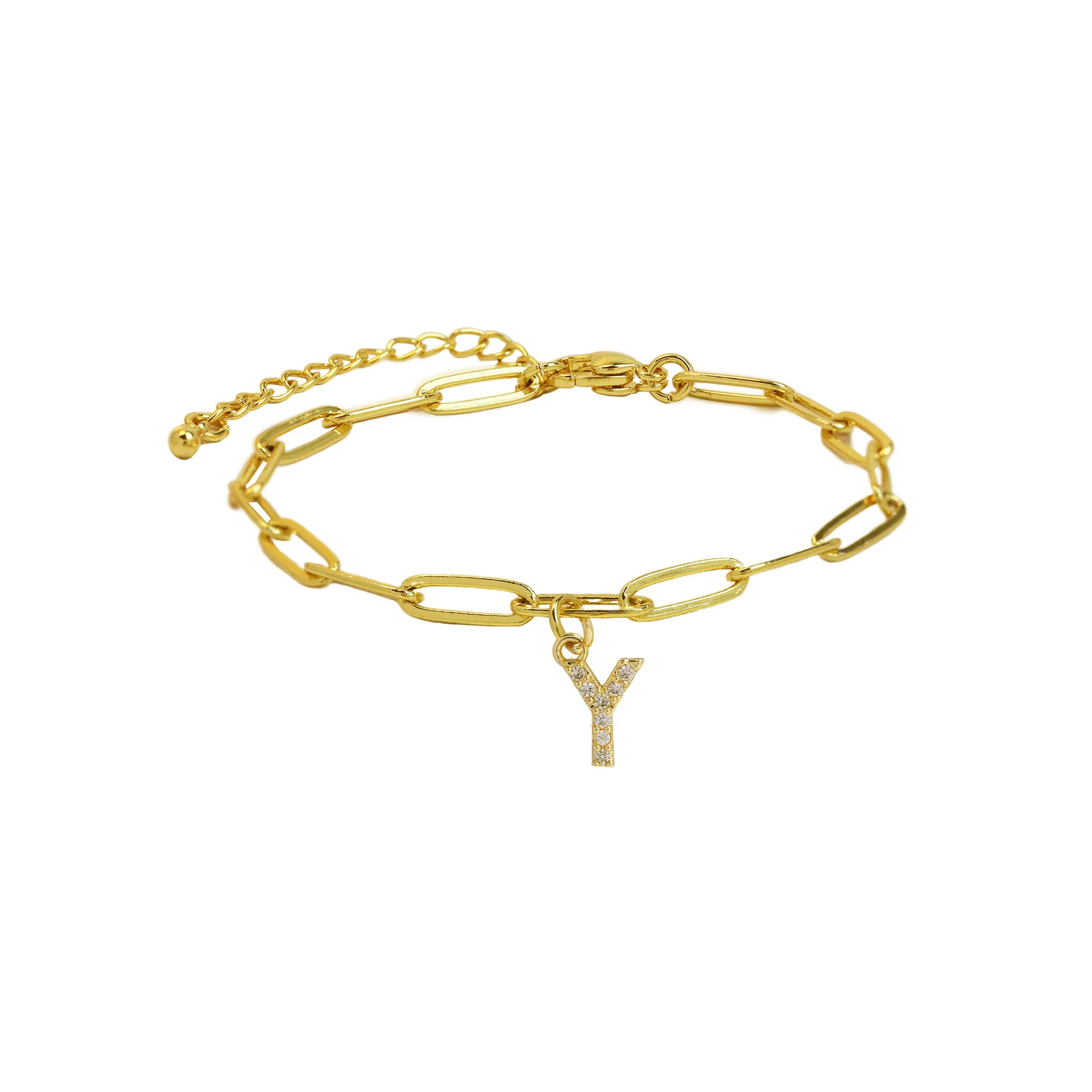 Dainty Paperclip Letter Initial Bracelet - Image 31