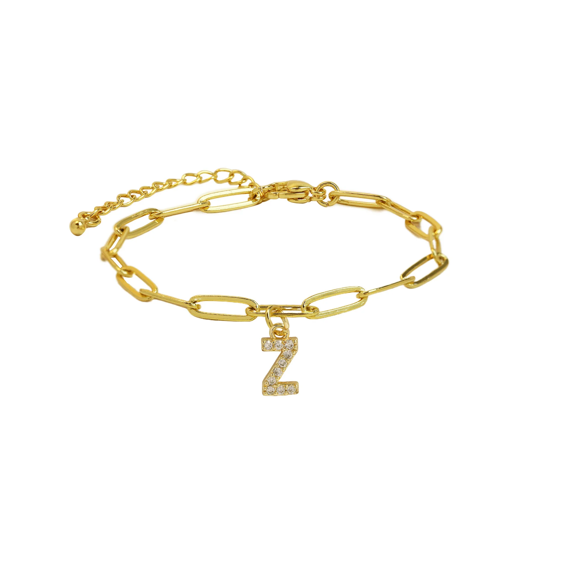Dainty Paperclip Letter Initial Bracelet - Image 32