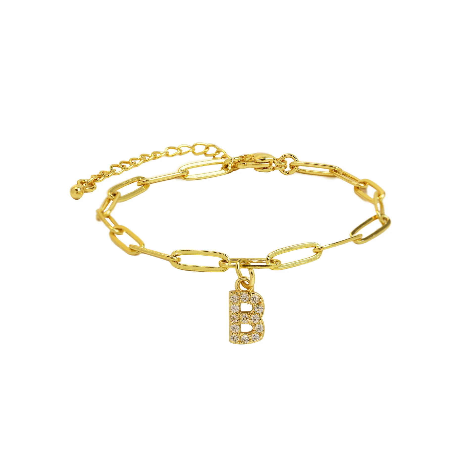 Dainty Paperclip Letter Initial Bracelet - Image 8