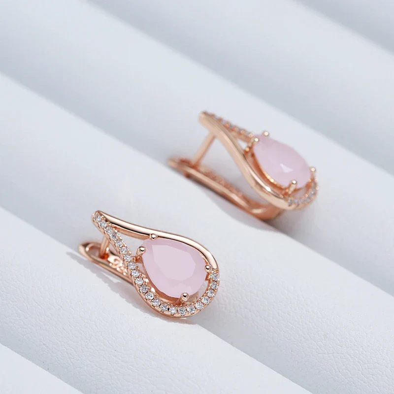 Dainty Rose Gold Water Drop Earrings - Image 5