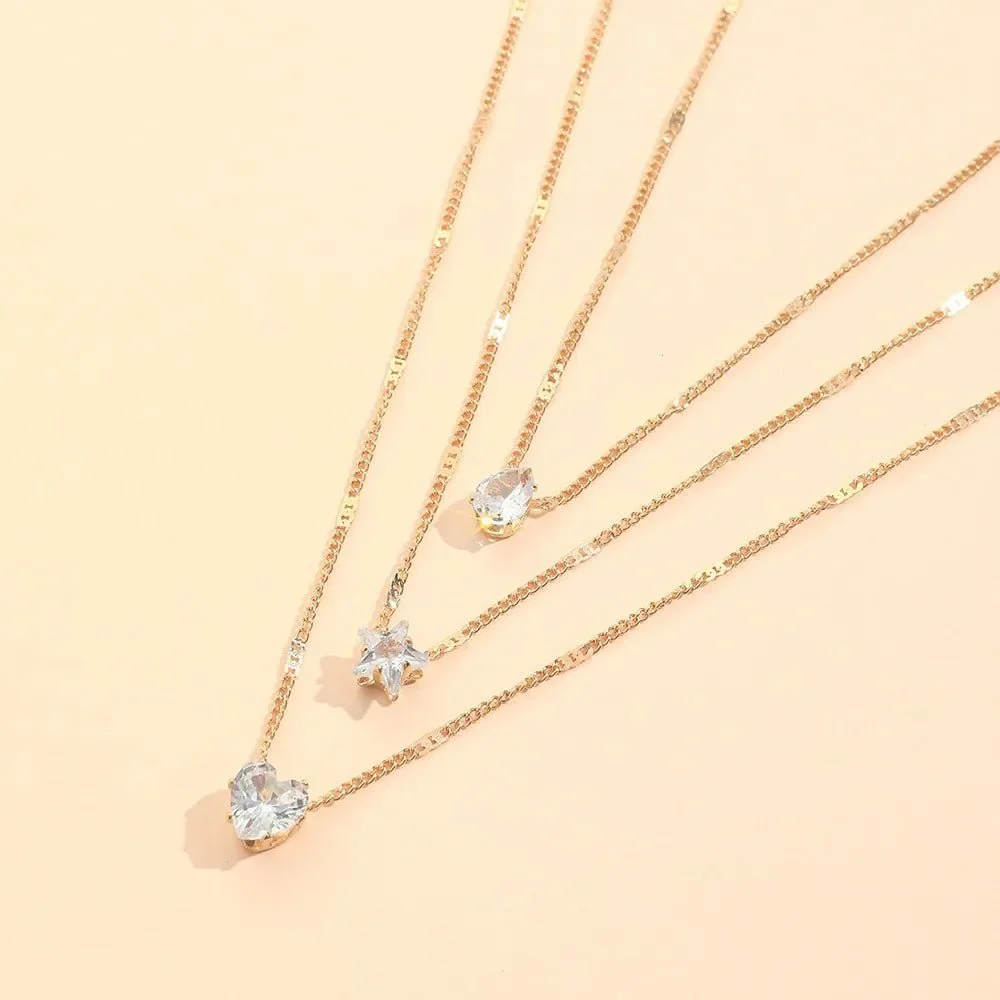 Dainty Shaped Diamonds Necklace Stack - Image 4