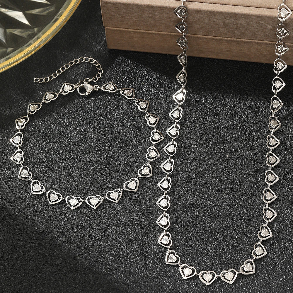 Dainty Spiral Hearts Bracelet and Necklace Set - Image 5
