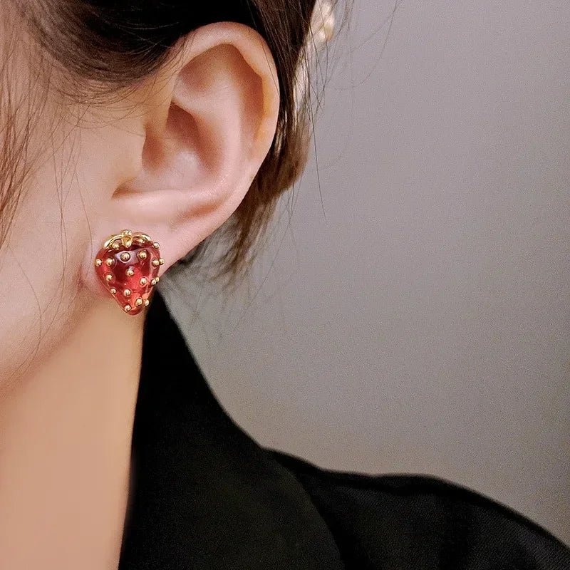 Dainty Strawberry Grace Stud Earrings - Image 2