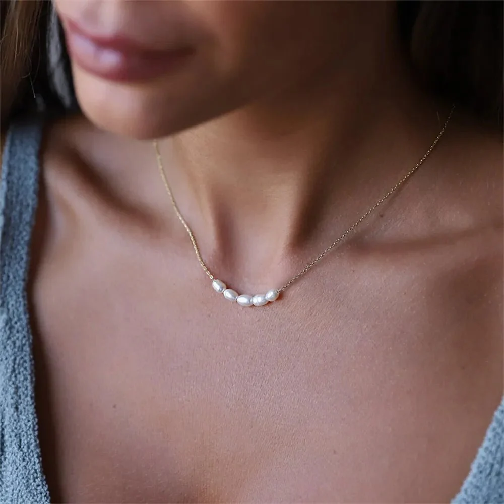 Dainty Strung Beaded Chain Necklace - Image 3