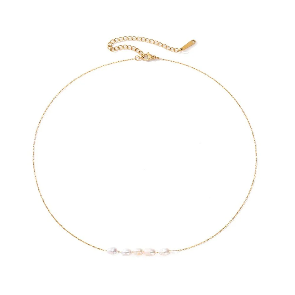 Dainty Strung Beaded Chain Necklace - Image 6