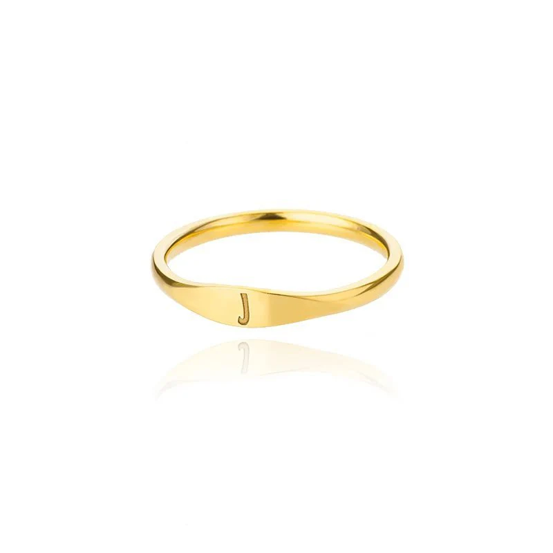 Dainty Thin Letter Initial Ring - Image 19