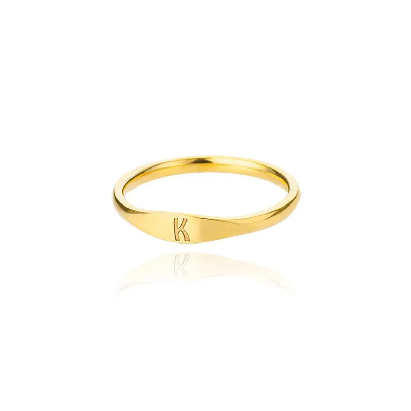 Dainty Thin Letter Initial Ring - Image 20