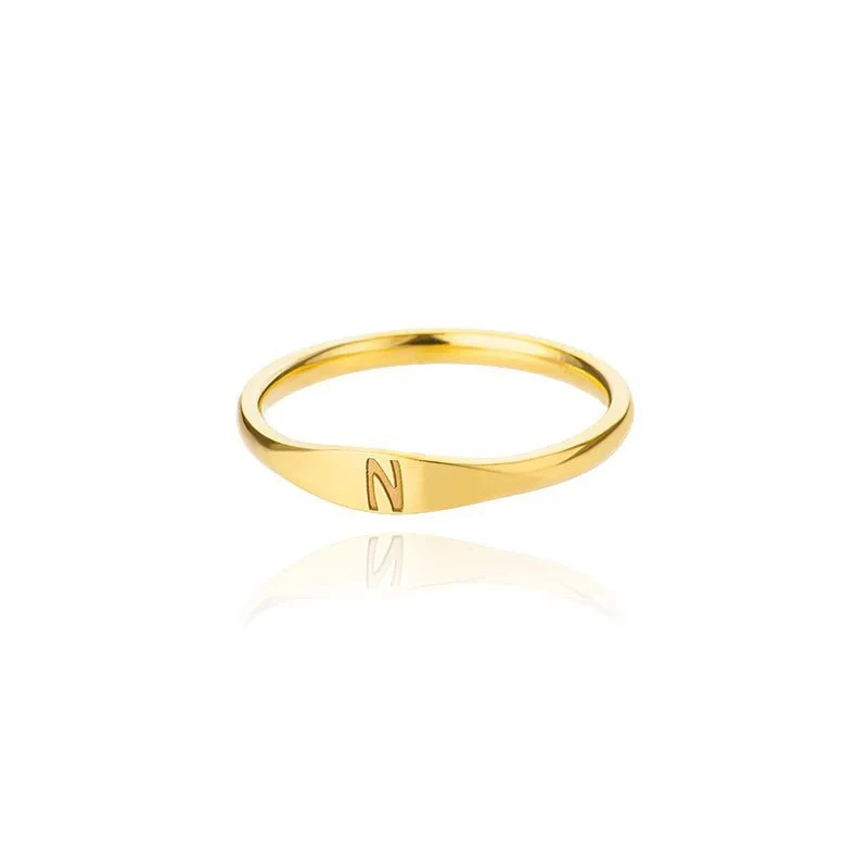 Dainty Thin Letter Initial Ring - Image 23