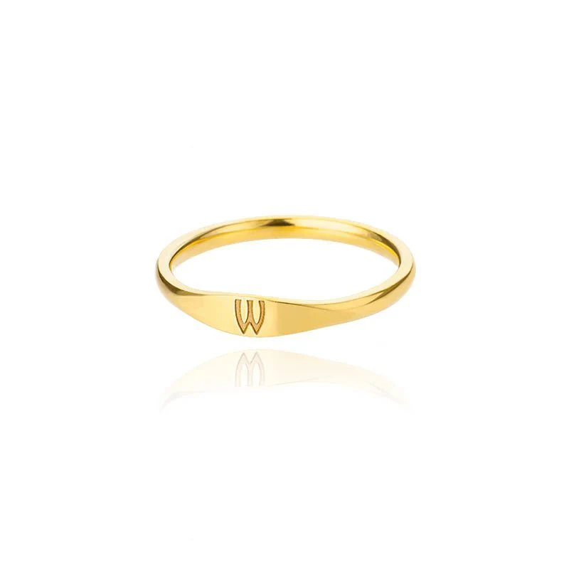 Dainty Thin Letter Initial Ring - Image 32