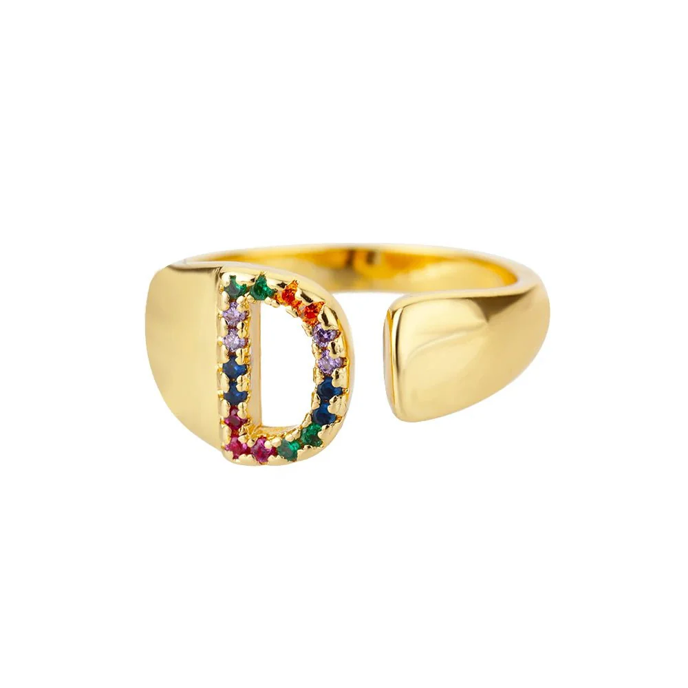 Dazzling Rainbow Custom Letter Initial Rings - Image 10