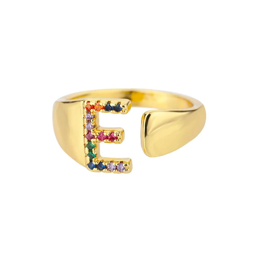 Dazzling Rainbow Custom Letter Initial Rings - Image 11