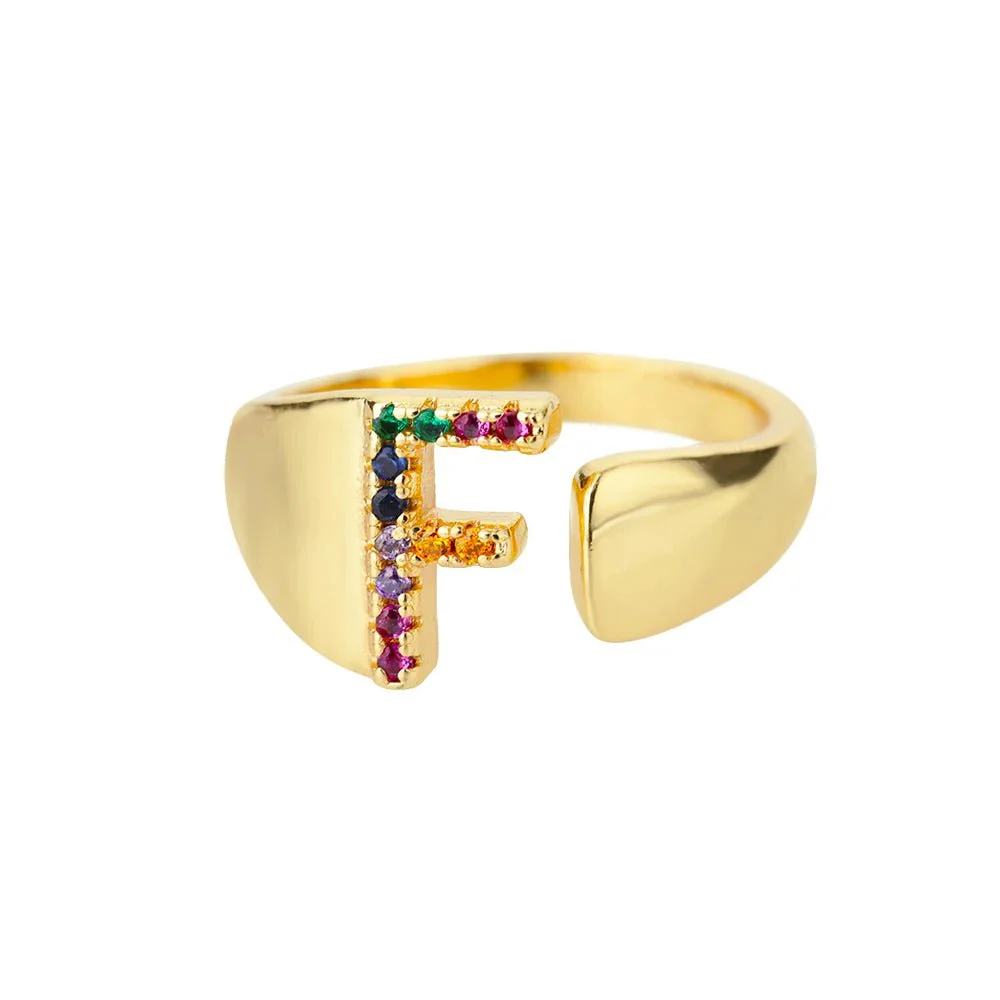 Dazzling Rainbow Custom Letter Initial Rings - Image 12