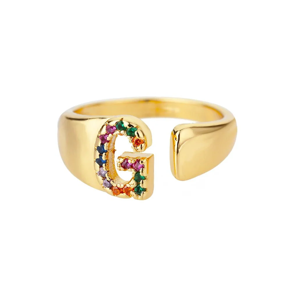 Dazzling Rainbow Custom Letter Initial Rings - Image 13