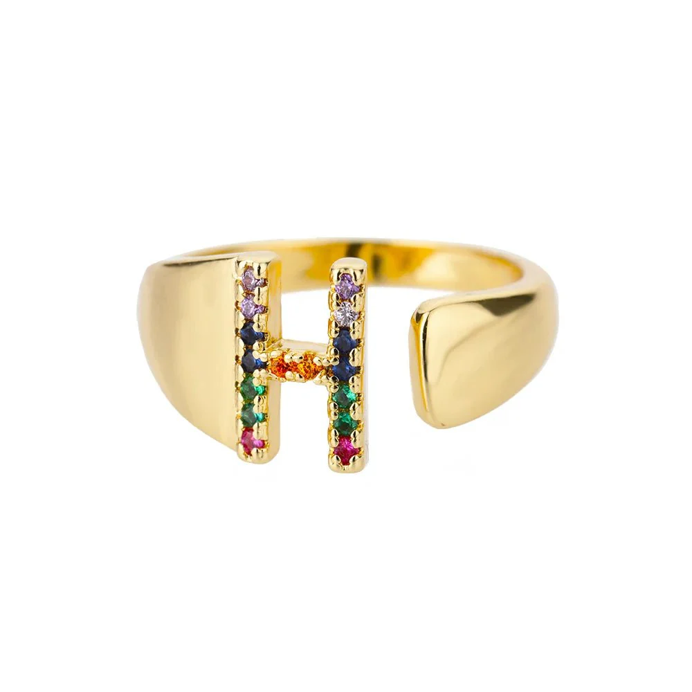 Dazzling Rainbow Custom Letter Initial Rings - Image 14
