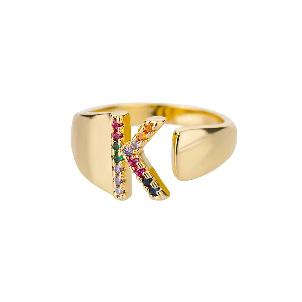 Dazzling Rainbow Custom Letter Initial Rings - Image 17