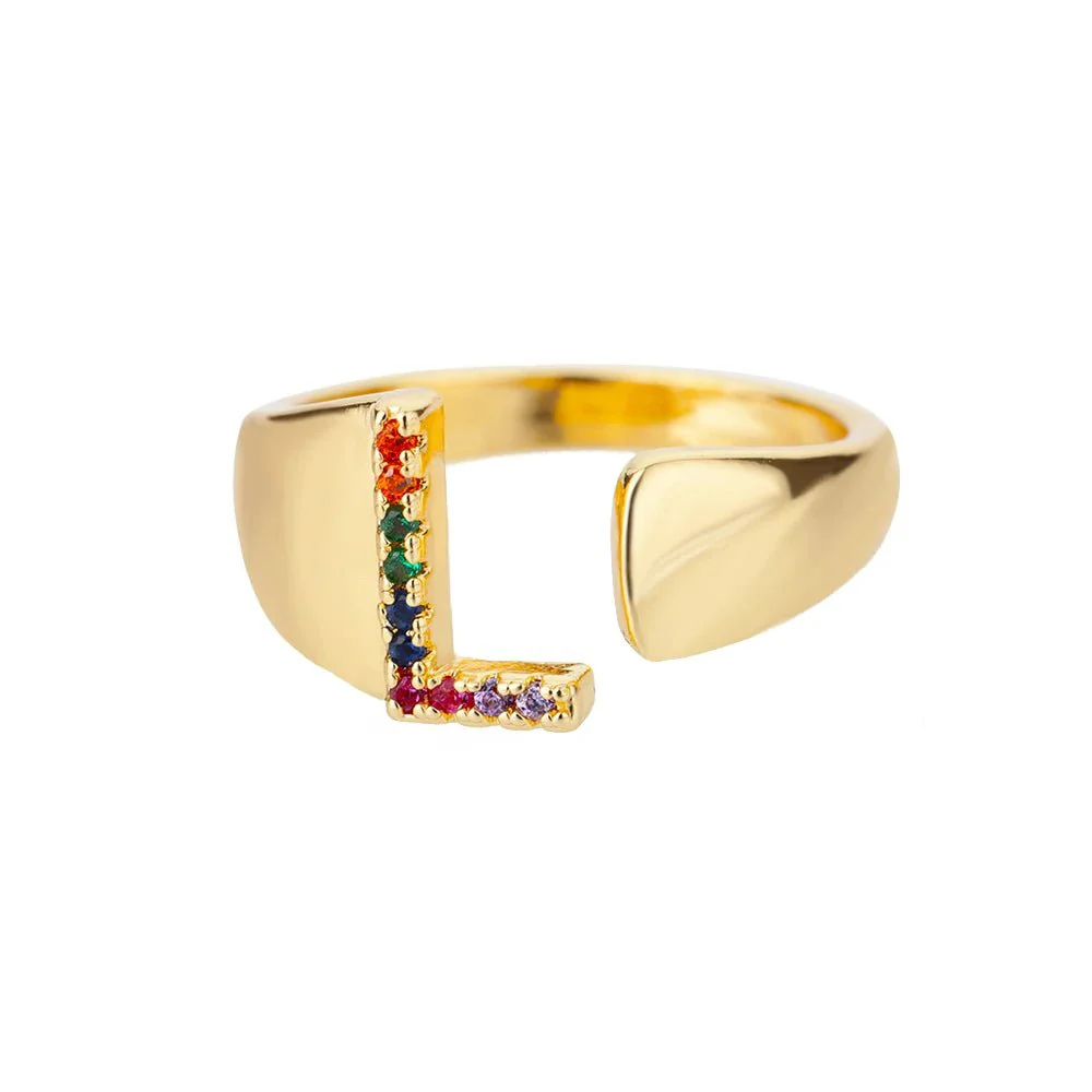 Dazzling Rainbow Custom Letter Initial Rings - Image 18
