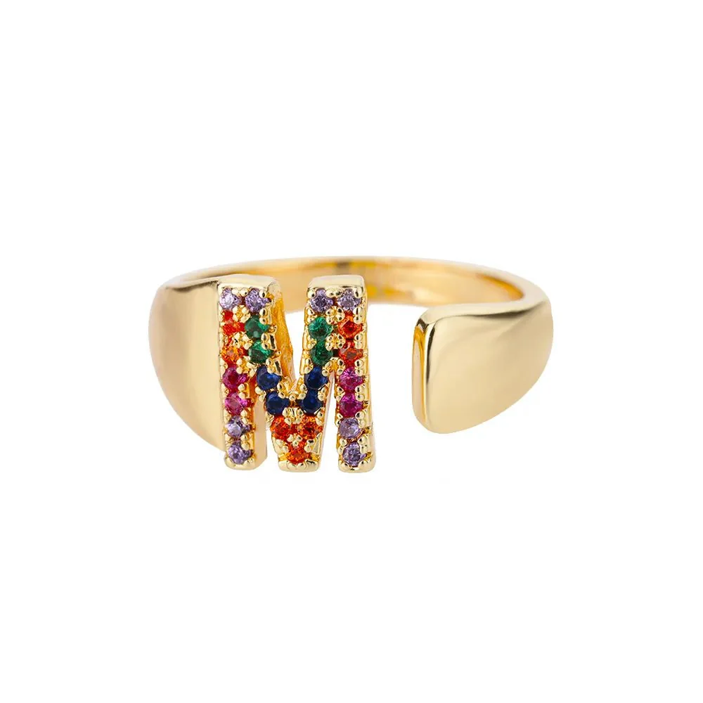 Dazzling Rainbow Custom Letter Initial Rings - Image 19