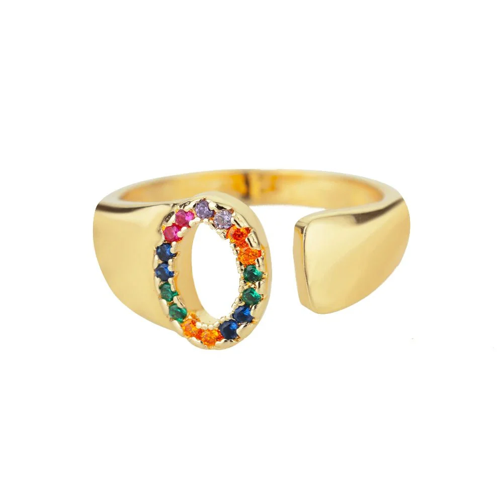 Dazzling Rainbow Custom Letter Initial Rings - Image 21