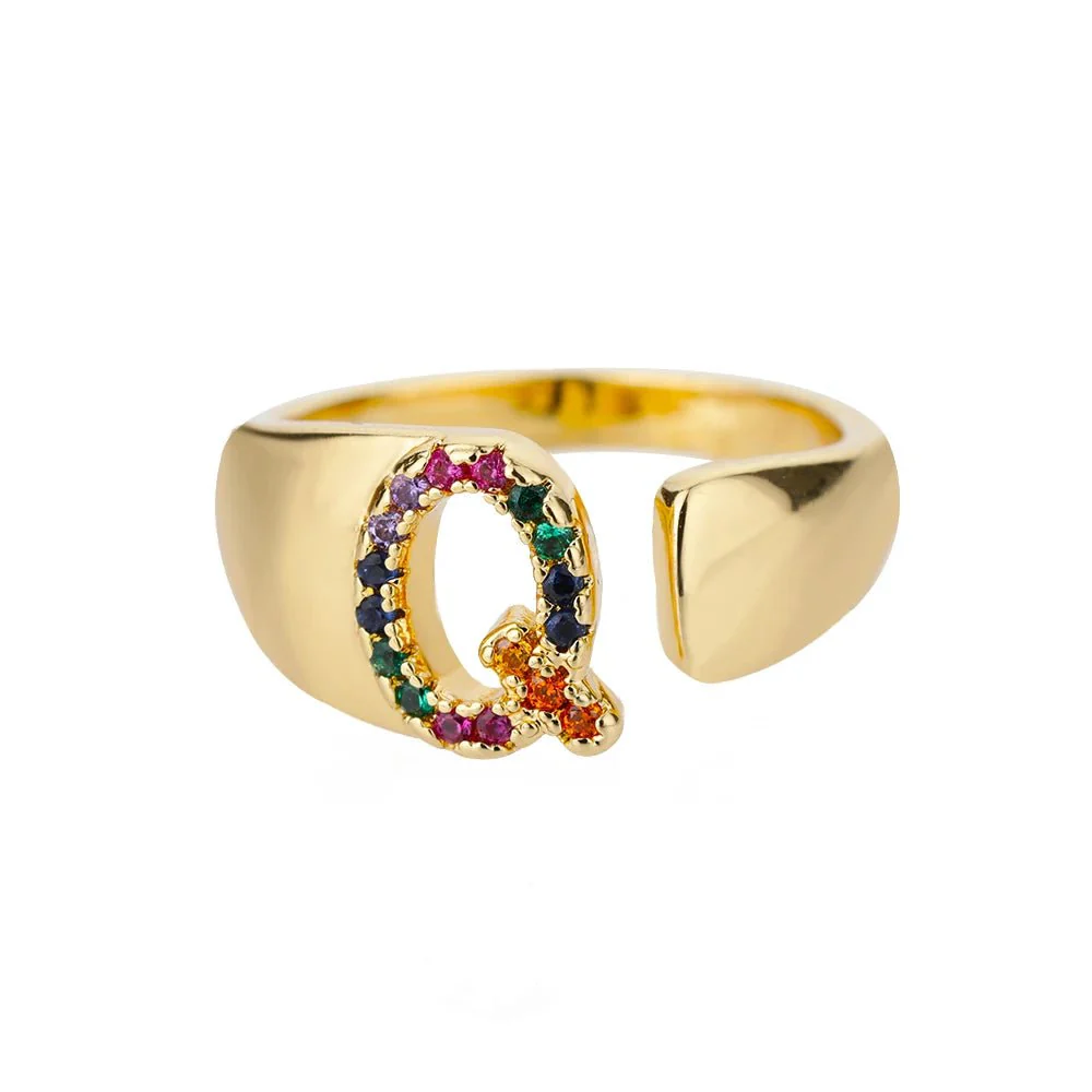 Dazzling Rainbow Custom Letter Initial Rings - Image 23